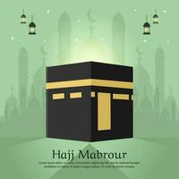 hajj mabrour template banner design with Kaaba vector artwork design