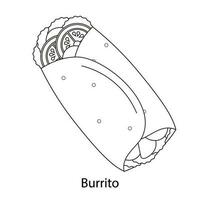 Burrito Web Icons Fast Food in line style Coloring Page. Fast Food Vector illustration.