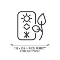 Climate condition monitoring linear icon. Smart farming. Weather tracking. IoT in agriculture. Machine learning. Thin line illustration. Contour symbol. Vector outline drawing. Editable stroke