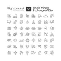Single minute exchange of dies linear icons set. SMED methodology. Lean production. Productivity improvement. Customizable thin line symbols. Isolated vector outline illustrations. Editable stroke