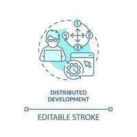 Distributed development turquoise concept icon. Version control advantage abstract idea thin line illustration. Isolated outline drawing. Editable stroke vector