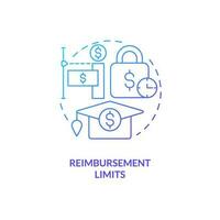 Reimbursement limits blue gradient concept icon. Financial assistance. Collage payment. Tuition reimbursement. Loan repayment abstract idea thin line illustration. Isolated outline drawing vector