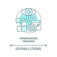 Modification tracking turquoise concept icon. Code changing. Version control benefit abstract idea thin line illustration. Isolated outline drawing. Editable stroke vector