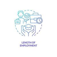 Length of employment blue gradient concept icon. Compensation package. Training program. Education assistance. Employee benefit abstract idea thin line illustration. Isolated outline drawing vector