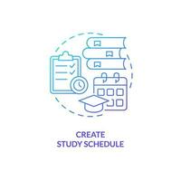 crear estudiar calendario azul degradado concepto icono. educación en el hogar académico mejora. acción plan. hora gestión. académico éxito resumen idea Delgado línea ilustración. aislado contorno dibujo vector