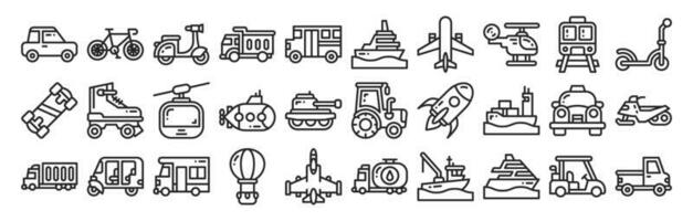 transportation line style icon set, vector icon can be used for mobile, ui, web