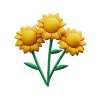 3d yellow flower png