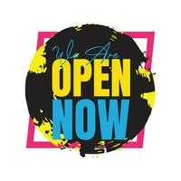 We are open vector sign, Open now market, and shopping center icon sign design, We are open marketing vector signboard