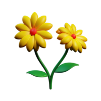 3d yellow flower png