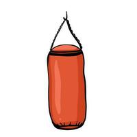 Punching bag for training power punch. Vector illustration.