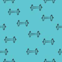 Abstract seamless pattern with the dumbbells. Sport seamless pattern. vector