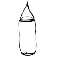 Punching bag for training power punch. Vector illustration.