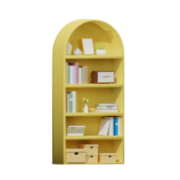 3D yellow bookshelf png