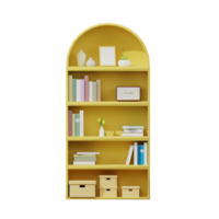 3D yellow bookshelf png