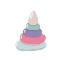 Vector single isolated image of pyramid toy. Hand draw style. In pastel colors. On a white background.