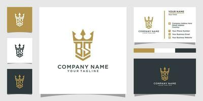 BS or SB initial letter logo design with crown icon vector. vector