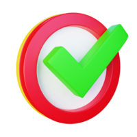 3d render icon check mark transparent verification png