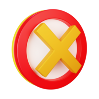 3d render icon cross mark transparent png