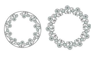 Flora Wreath with round frame vector