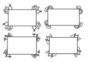 4 simple ornamental decorative frame fruits and vegetables vector