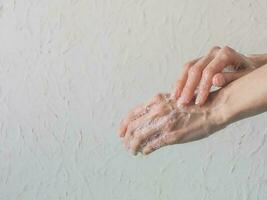 Washing hands. Hygiene concept, prevent the spread of germs and bacteria and avoid infections corona virus photo