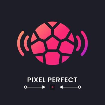 Sports broadcast pink solid gradient desktop icon on black. Live stream. Television program. Soccer game. Pixel perfect, outline 4px. Glyph pictogram for dark mode. Isolated vector image