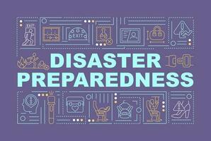 Emergency preparedness word concepts purple banner. Surviving accidents. Infographics with editable icons on color background. Isolated typography. Vector illustration with text