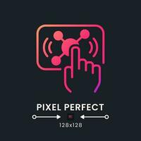 Interactive live streaming pink solid gradient desktop icon on black. Audience engagement. Online broadcast. Pixel perfect 128x128, outline 4px. Glyph pictogram for dark mode. Isolated vector image