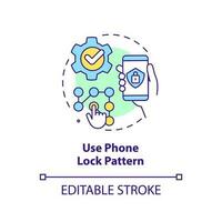 Use phone lock pattern concept icon. Smartphone graphic key. Device password abstract idea thin line illustration. Isolated outline drawing. Editable stroke vector