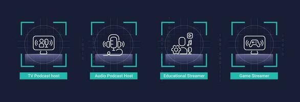 Streamers infographic chart design template. Live streaming. Online podcast. Editable infochart with icons. Instructional graphics with step sequence. Visual data presentation vector