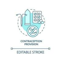 Contraception provision turquoise concept icon. Contraceptive method. Reproductive health. Sexual healthcare abstract idea thin line illustration. Isolated outline drawing. Editable stroke vector