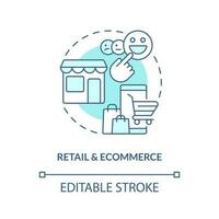 Retail and ecommerce turquoise concept icon. Version control system end user industry abstract idea thin line illustration. Isolated outline drawing. Editable stroke vector