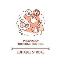 Pregnancy outcome control red concept icon. Family violence. Decision making. Abortion clinic. Reproductive health abstract idea thin line illustration. Isolated outline drawing. Editable stroke vector