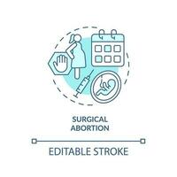 Surgical abortion turquoise concept icon. Surgery operation. Termination clinic. Healthcare facility. Pro choice abstract idea thin line illustration. Isolated outline drawing. Editable stroke vector