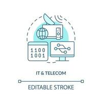 IT and telecom turquoise concept icon. Version control system end user industry abstract idea thin line illustration. Isolated outline drawing. Editable stroke vector