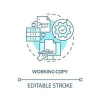 Working copy turquoise concept icon. Files for editing. Source control strategy abstract idea thin line illustration. Isolated outline drawing. Editable stroke vector