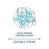 local versión controlar sistema turquesa concepto icono. proyecto datos en soltero computadora resumen idea Delgado línea ilustración. aislado contorno dibujo. editable carrera vector