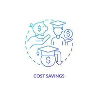 Cost savings blue gradient concept icon. Investing in people. Save money. Professional development. Education assistance abstract idea thin line illustration. Isolated outline drawing vector