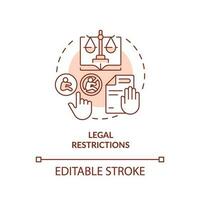 Legal restrictions red concept icon. Abortion law. Human pregnancy. Women empowerment. Reproductive right abstract idea thin line illustration. Isolated outline drawing. Editable stroke vector