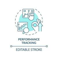 Performance tracking turquoise concept icon. Measure success. Business analytics. Productivity measurement abstract idea thin line illustration. Isolated outline drawing. Editable stroke vector