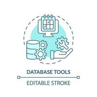 Database tools turquoise concept icon. Big data. Information storage. Calendar scheduler. Management software abstract idea thin line illustration. Isolated outline drawing. Editable stroke vector