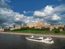 Beautiful view of Moscow. View of the Moscow river in Russia at sunny summer day photo