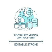 centralizado versión controlar sistema turquesa concepto icono. informática tecnología resumen idea Delgado línea ilustración. aislado contorno dibujo. editable carrera vector