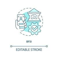 BFSI turquoise concept icon. Version control system end user industry abstract idea thin line illustration. Isolated outline drawing. Editable stroke vector