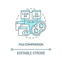 File comparison turquoise concept icon. Identify differences. Version control benefit abstract idea thin line illustration. Isolated outline drawing. Editable stroke vector