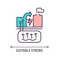 Geothermal power plant RGB color icon. Electricity generation. Hydrothermal industry. Energy station. Subsurface resource. Isolated vector illustration. Simple filled line drawing. Editable stroke