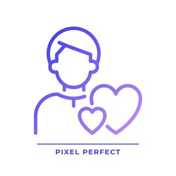 Caregiver pixel perfect gradient linear vector icon. Character archetype. Psychoanalytic theory. Support and care. Thin line color symbol. Modern style pictogram. Vector isolated outline drawing