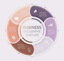 Business Infographic Template, Advertising Pie Chart Presentation, Six Steps Work Process Circle Diagram vector