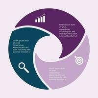 negocio infografía plantilla, Tres pasos trabajo proceso círculo, publicidad tarta gráfico diagrama presentación vector