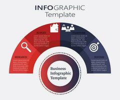 Business Infographic Template, Four Work Process Half Circle , Advertising Pie Chart Diagram Presentation vector